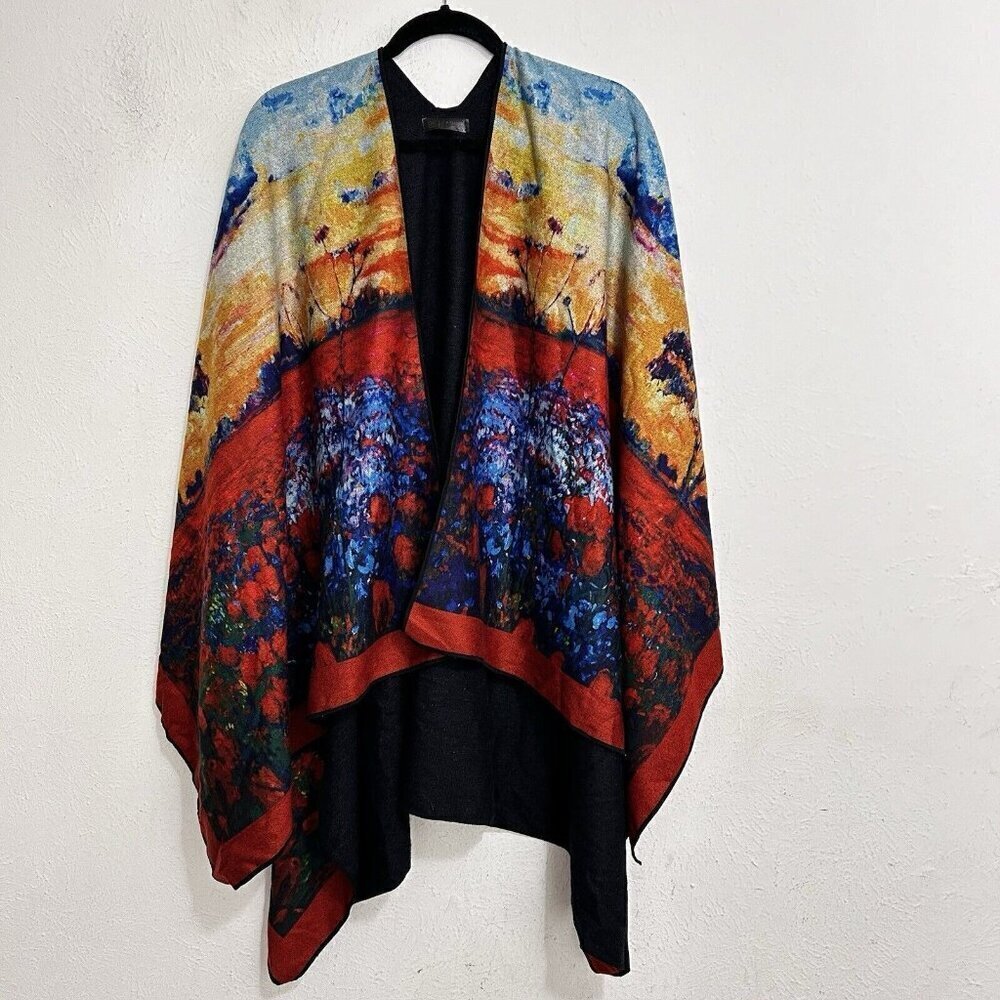 Janice Apparel Art To Wear Wrap Shawl‎ Avante Garde Multicolor One Size Unique